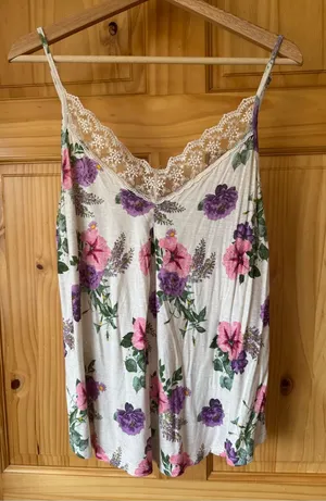 Linen Blend Self Esteem Floral V-neck Lace-Trim Cami size XL thumbnail 1