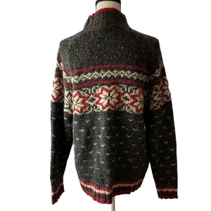 Casual Corner Vintage Nordic Fair Isle Wool Blend Mock Neck Sweater Gray XL thumbnail 3