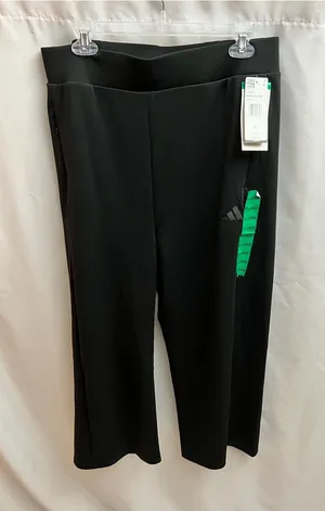 Adidas Women’s Black Wide Leg Pants XL NWT High Rise Zip Pockets JY9046 thumbnail 1