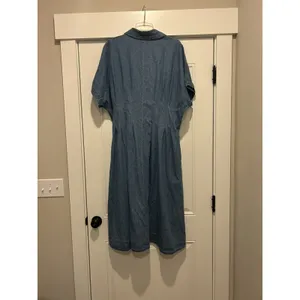Women’s Large Midi Shirt Dress Denim Cowgirl Soft Western Prairie Modest Teacher thumbnail 4