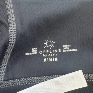 NWT Offline by Aerie Black with Gray Stitching Goals Padded Sports Bra - Size: M thumbnail 3