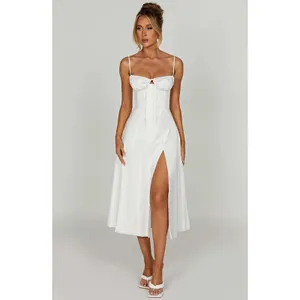 NWT Babyboo Deanna Ivory Corset Lace Up Fit & Flare Midi Dress Womens Size M thumbnail 9