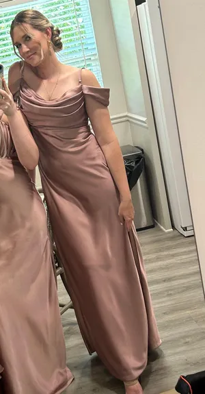 Revelry Rose Quartz Sienna Satin Dress thumbnail 1