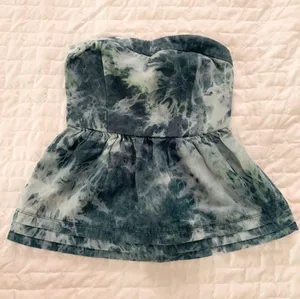 L’amour Blue Tie Dye Smocked Tube Top Size XS thumbnail 1