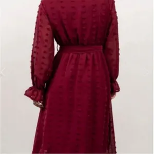 Baltic Born Paisley Dot‎ Midi Dress Burgundy Women's L thumbnail 2