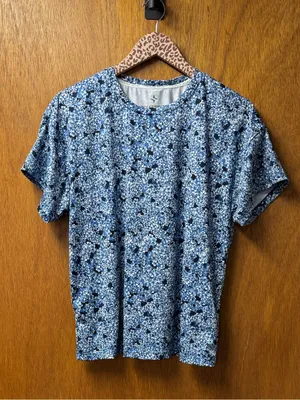 Tuckernuck Tnuck Sport Short Sleeve Floral Top Shirt Round Neck Blue Medium thumbnail 14