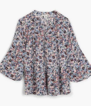 Lucky Brand Ditsy Floral Tiered Peasant Top Small Boho Prairie Western Shirt‎ thumbnail 1