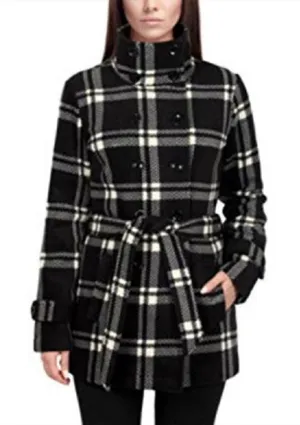 Ike Behar Fleece Check Print Peacoat Black‎ White S thumbnail 1