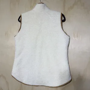 Old Navy Sherpa Fleece Vest Womens Large‎ Cream Brown Full Zip Cozy Warm thumbnail 8