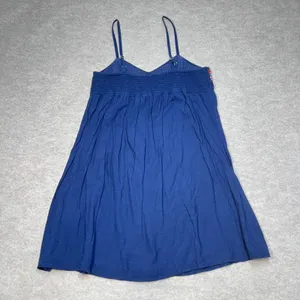 Braeve‎ Navy Blue Embroidered Boho Mini Dress Womens Medium Smocked Back thumbnail 2