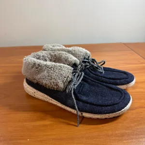 Hey Dude Women's Britt Navy Sherpa Lined Boot Lace Up Shoe‎ Winter Cozy W6 thumbnail 3