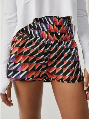 NWT Free people movement Orange crush combo print athletic shorts size Xs thumbnail 2