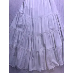 Hello Molly Midi Dress Women 4 White Linen Blend Tiered‎ Boho Sundress thumbnail 4