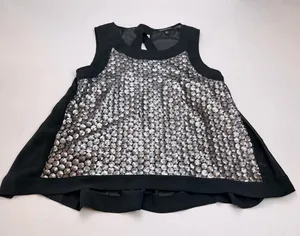 Victoria's Secret Womens Size Large Black Silver‎ Sequined Sheer Sleeveless Top thumbnail 1