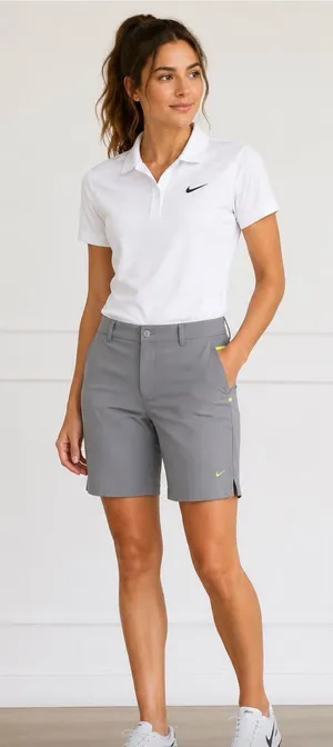 Nike Golf Tour Performance shorts, light grey color, with neon accents, Size 10 thumbnail 1