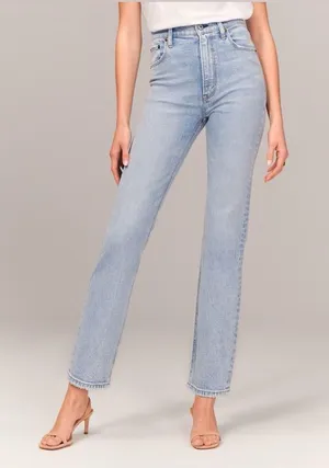 Abercrombie and Fitch Curve Love Ultra High Rise Ankle Straight Jean thumbnail 1