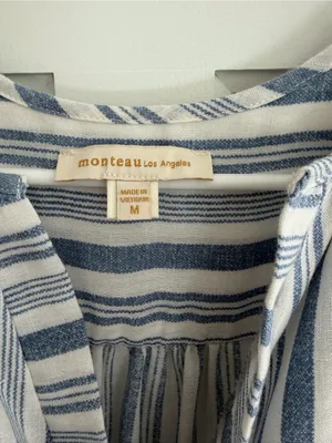 Monteau‎ Los Angeles Blue White Striped Wrap Mini Dress Medium thumbnail 3