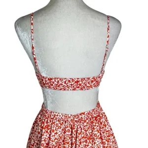 NWT Revolve NIA Open Back Smocked Floral Mini Dress Orange Size S thumbnail 8