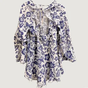 Anthropologie Floral Gauze Mini‎ Dress Size Large Tunic Coverup Gauzy Cotton thumbnail 2