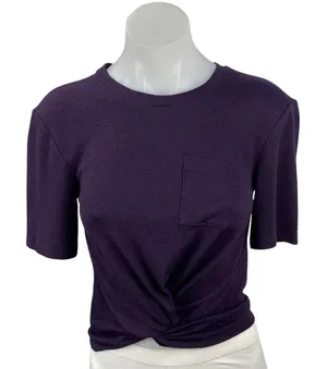 Aritzia Wilfred Free Women's Purple Short Sleeve Twist Front Tee Crop Top Size S thumbnail 1