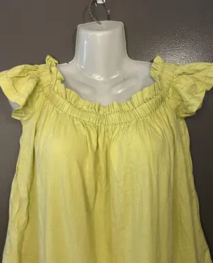 Free People Blouse Womens 10 Yellow Off Shoulder Flutter Sleeve Linen Tunic thumbnail 1