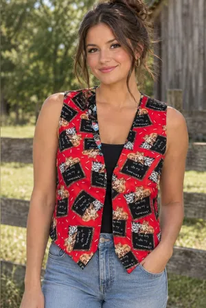 Vintage Reversible Vest Teacher Dogs Cats cottagecore granny farmhouse handmade thumbnail 1