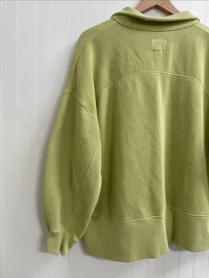 AE American Eagle Big Hug Henley Pullover Sweatshirt in Fresh Green Size XS thumbnail 10