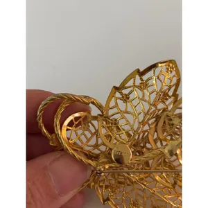Judy Lee Brooch Women OS Gold Filigree Leaf Vintage Mid-Century‎ Pin thumbnail 4