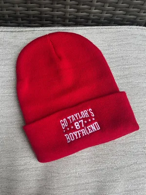 “Go Taylor’s Boyfriend” Taylor Swift Travis Kelce Chiefs cuffed red beanie hat thumbnail 3