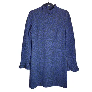 Anthropologie Hutch Michaela dress‎ long sleeve mock neck black navy blue M thumbnail 3