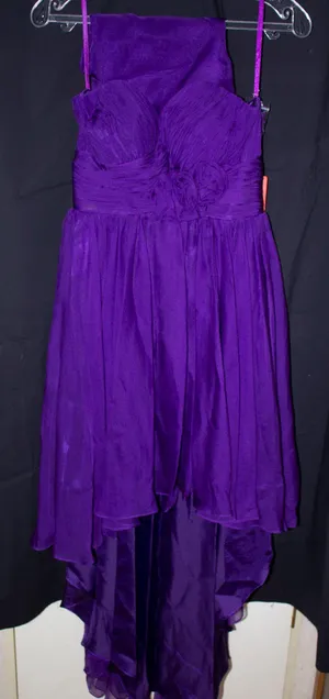 Strapless Purple High Low Prom Dress thumbnail 1