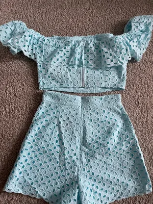 These Three Boutique Aqua Eyelet Set thumbnail 4