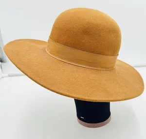 Wide Brim 100% Wool Felt Camel Brown Fedora One Size Hat Explorer Classic thumbnail 3