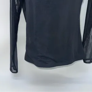 Abercrombie & Fitch Black Sheer Long Sleeve Blouse thumbnail 3