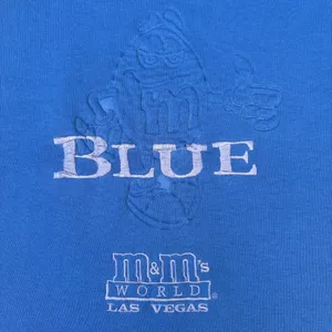 Vintage 90s M&M’s Blue Candy Embroidered Las Vegas Crewneck Sweatshirt Sweater thumbnail 3
