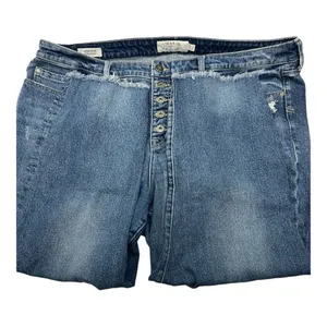 Torrid 22S distressed high rise straight ankle button fly jeans thumbnail 2
