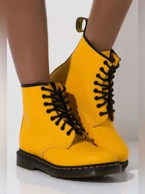 Dr. Martens Yellow Lace-Up Combat Booties thumbnail 1