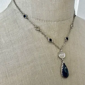 New York Yankees MLBP Necklace with Blue Crystal Drop thumbnail 4