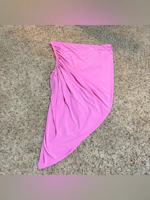 Norma Kamali Diana One Shoulder Draped Ruched Tank Crop Top Pink Size Large thumbnail 8