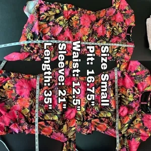 For Love & Lemons Dakota Long‎ Sleeve Ruched Floral Mini Dress Small NWT thumbnail 12