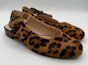 Sole Society Topanga Leopard Calf Hair Slingback Flats Buckle Women’s 5.5 thumbnail 1
