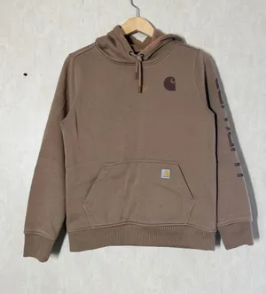 Carhartt Women’s Clarksburg Graphic Sleeve Hoodie Pullover Sweatshirt in Brown M thumbnail 1