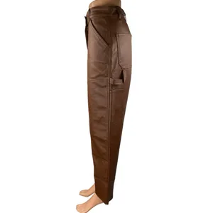 Aritzia Wilfred Free Women's Brown Faux Leather Vegan Trousers Pants Size 4 thumbnail 2