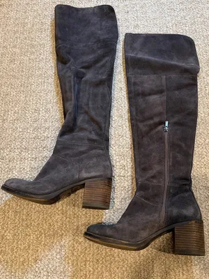Lucky Brand Women's Over-the-Knee Suede Block Heel Boots - Charcoal thumbnail 1