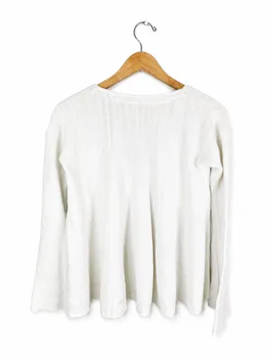 Free People White Linen Blend Bell Sleeve Swing Top S Boho thumbnail 3
