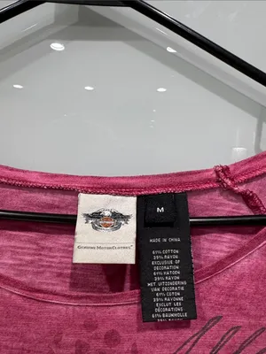 Harley Davidson Women's Pink Stone Grungy Short Sleeve T Shirt Medium thumbnail 3
