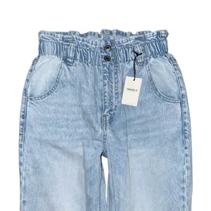 Forever 21 Paperbag Waist Light Wash High Rise Straight Tapered Jeans XS NWT thumbnail 3
