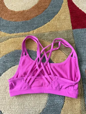 Athleta Women Fully Focused Bra Sports Bra Strappy Magenta Women’s Size XS thumbnail 2