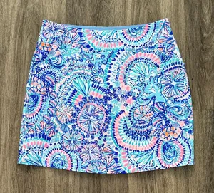 Lilly Pulitzer Skort Size 6 in Blue and Pink Patterned Mini Skirt Luxletic thumbnail 1