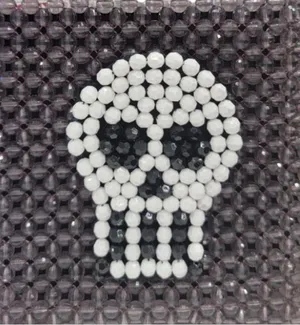 Kendra Dandy NWT Bouffants & Broken Hearts TikTok Viral Beaded Skull Purse thumbnail 3